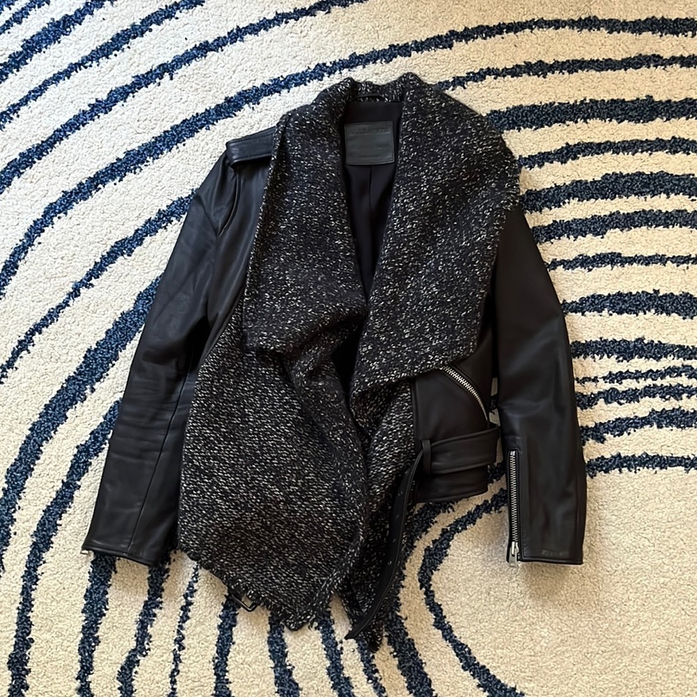 All saints leather jacket with Sweater front detail